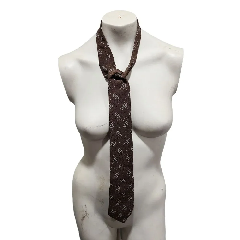 Yves‎ Saint Laurent Neckwear Vintage Paisley Silk Mens Tie Retro 70s Classic